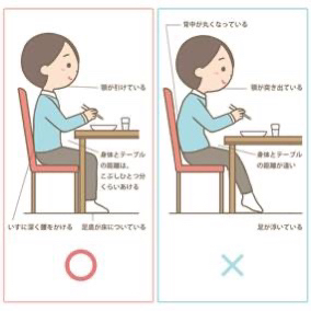 正しい姿勢で食事しよう！